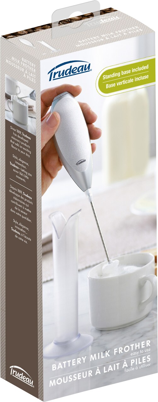Trudeau Battery Operated Milk Frother W/Stand-White
